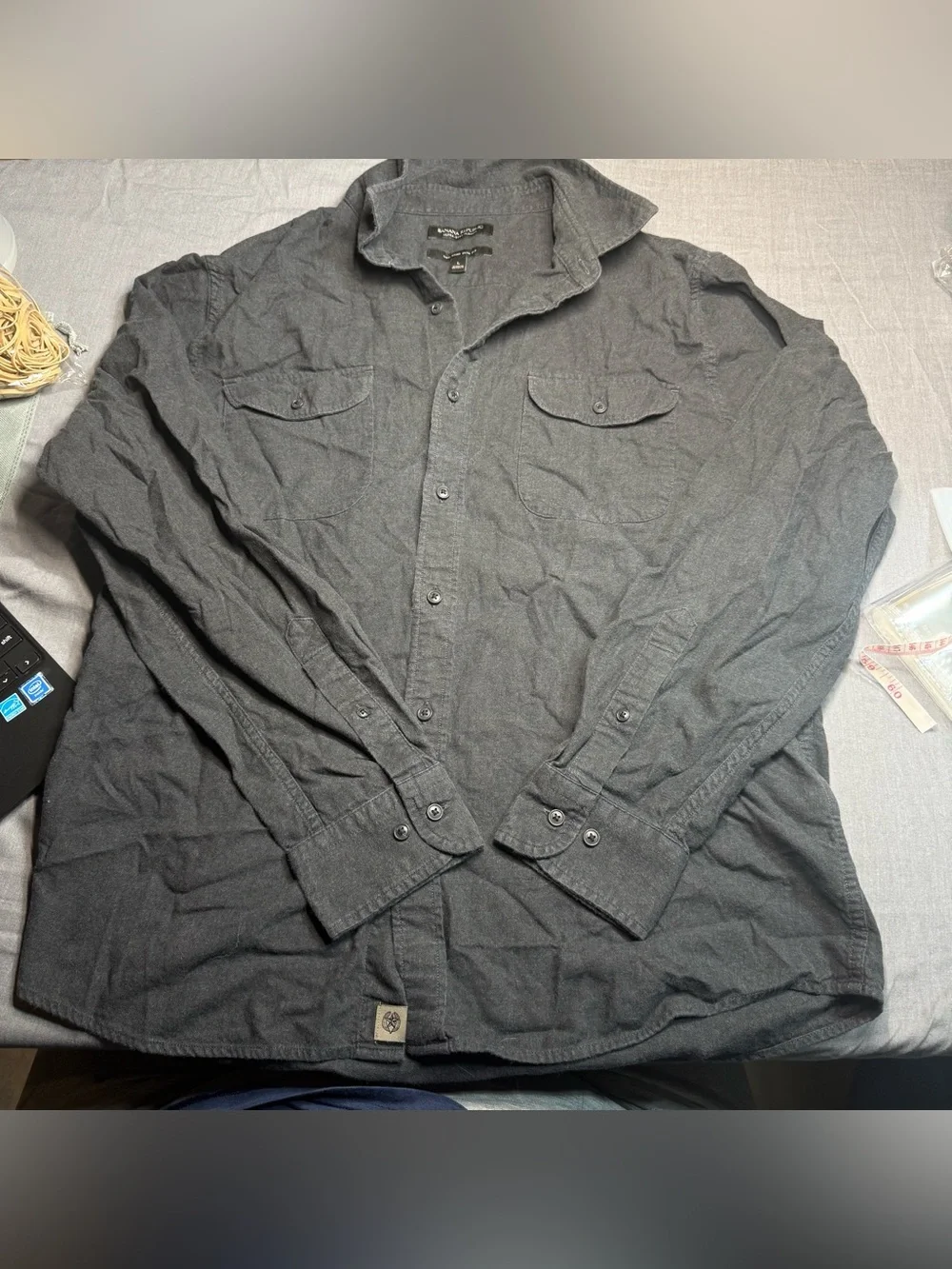Banana Republic Dark Gray Ultra-Soft Flannel Shirt